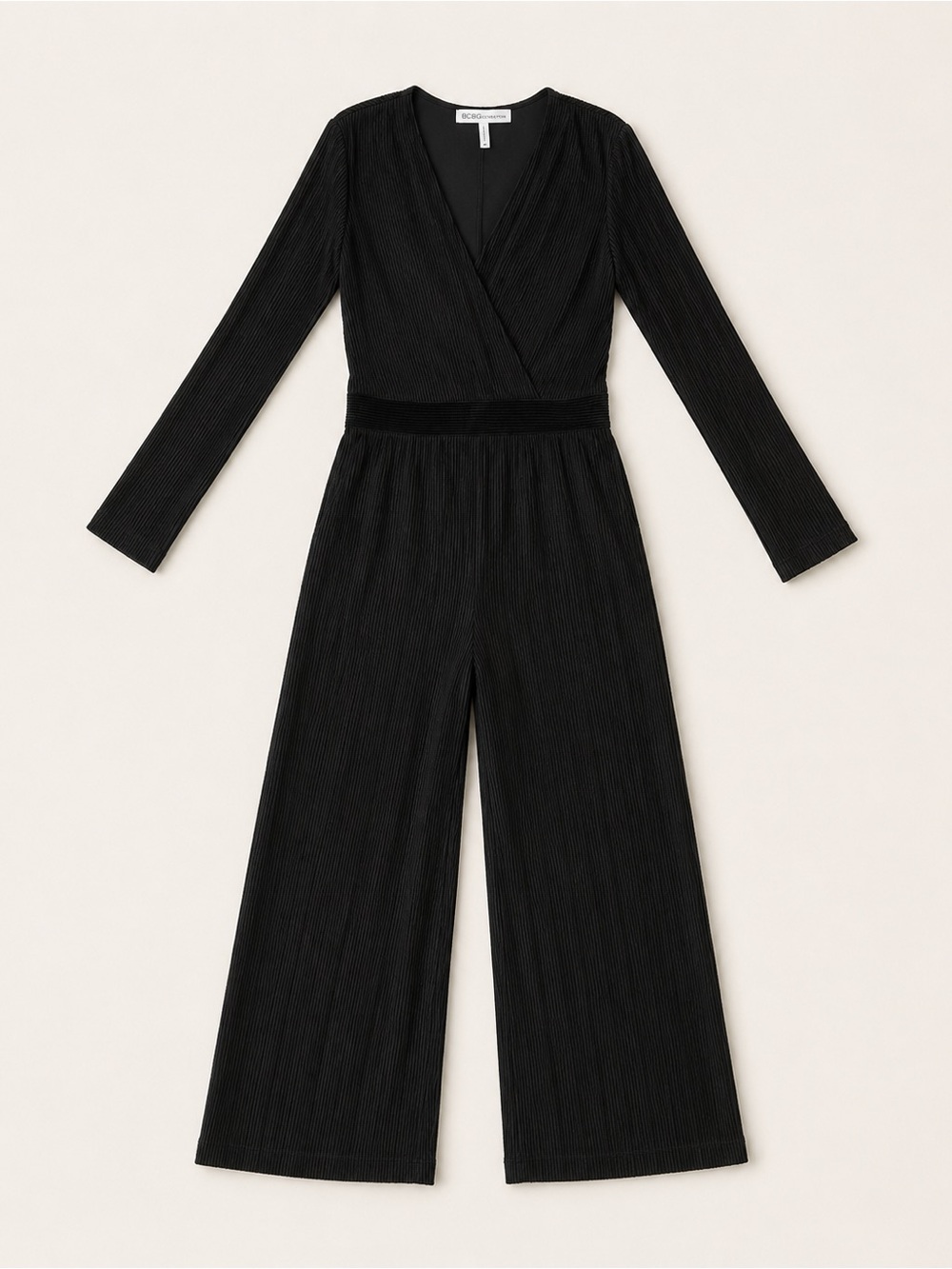BCBG Generation Black Velvet Wide Leg Jumpsuit